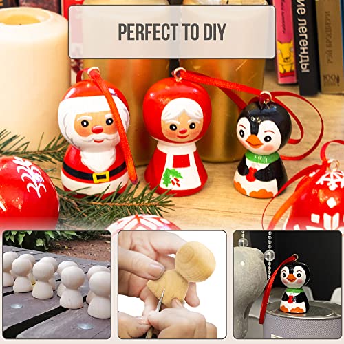 Wooden Peg Dolls Unfinished 2'' Set of 18 pcs - Wooden Peg People Unfinished - Wooden Dolls Peg - Wooden Figurines for Crafts - Unfinished Wooden AEVVV