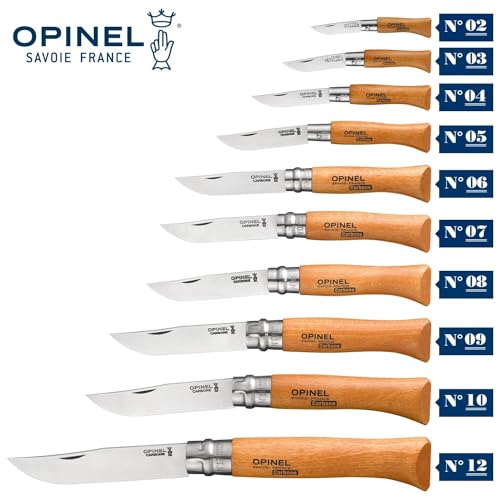 Opinel No.08 Carbon Steel Folding Pocket Knife with Beechwood Handle, Brown (2540089) Opinel