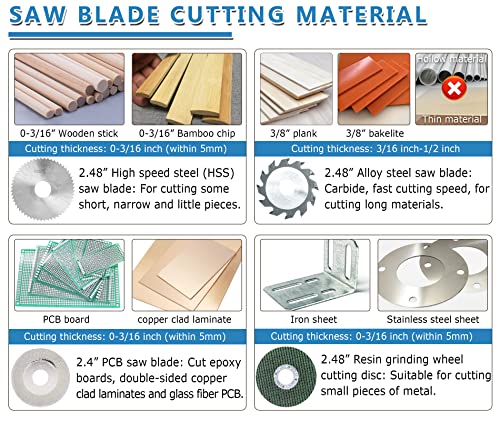 MXBAOHENG Mini Table Saw S3 Portable Precision Craft Table Saw, 1/2" Adjustable Cut Depth, Seven Speed Adjustable Power Supply, Small Hobby Table Saw MXBAOHENG