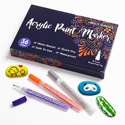 36 Colors Extra Fine Tip Paint Pens Paint Markers, Premium Acrylic Paint Pens For Rock Painting, Canvas, Wood, Glass, Ceramic, Fabric, Acrylic Paint