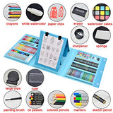 Sunnyglade 185 Pieces Double Sided Trifold Easel Art Set, Drawing Art Box with Oil Pastels, Crayons, Colored Pencils, Markers, Paint Brush, Sunnyglade