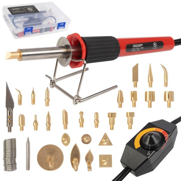 Stalwart 29-Piece 25W Wood Burning Kit with Tips, Red Stalwart