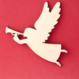 Factory Direct Craft Pack of 24 Unfinished Wood Angel with Trumpet Cutouts - Christmas Angel Wooden Shapes for Holiday Crafts and Winter Decorations Factory Direct Craft