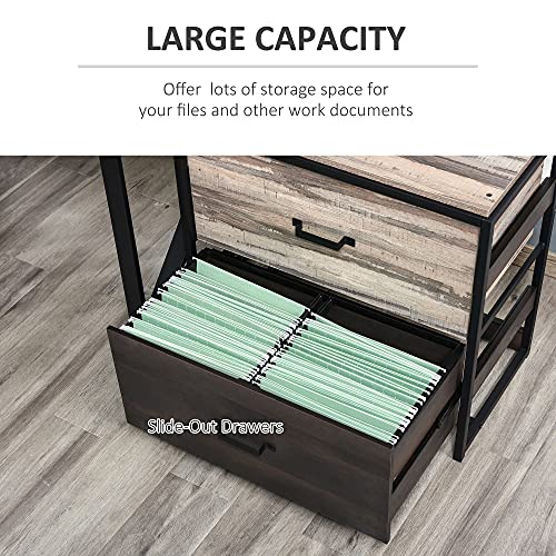 Vinsetto Office File Cabinet with 2 Large Drawers and Adjustable Metal Hanging Bars for A4, Letter and Legal Sized Files, Storage Organizer, - WoodArtSupply