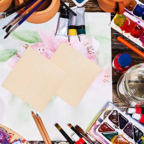 50 Pieces 6x6 Inch Wood Squares Unfinished Basswood Plywood Wooden Sheets 1/8 inch Thick Blank Wood Squares for Crafts Painting Scrabble Tiles Mini ZOEYES