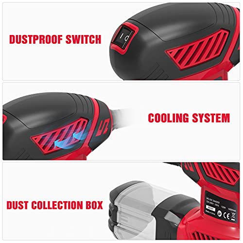 Detail Sander, 130W Compact Electric Sander, 14000 RPM, with 20PCS Sandpaper Mouse Sander, Hand Sanders with Multi-Function efficient Dust Box Vistreck