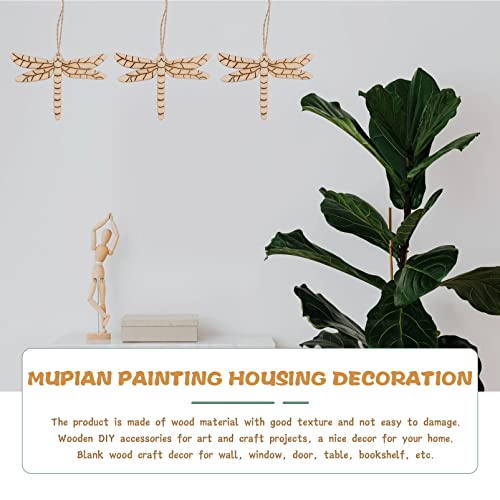 FOMIYES Crafts Wood Slice Craft 50 Sets of Wooden Dragonfly Cutouts Unfinished Dragonfly Shape Slice Blank Wood Ornaments Embellishments with Ropes FOMIYES