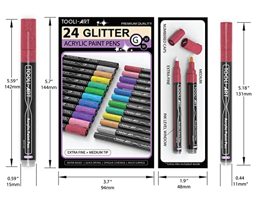 Tooli-Art Pastel Acrylic Paint Pens Multicolor Special Color Series Marker  Set with 0.7mm Extra Fine Tip Set of 24 