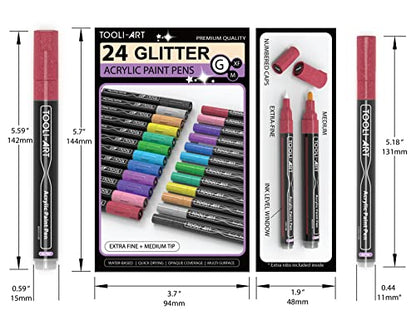 Acrylic Paint Markers Paint Pens Special Colors Set Extra Fine And Medium Tip Combo For Rock Painting, Canvas, Fabric, Glass, Mugs, Wood, Ceramics, - WoodArtSupply