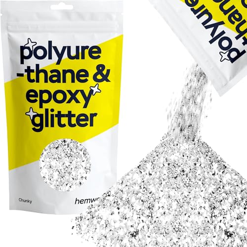 Hemway Polyurethane & Epoxy Resin Glitter 100g / 3.5oz Metallic Crystal Flake Additive for Flooring Jewelry Tumblers Glass Pigment - Chunky (1/40" Hemway