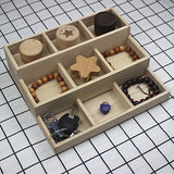 Zerodeko Wood Jewelry Tray 9 Grid Wooden Storage Divider Box Drawer Desk Organizer Tray Showcase Display Box Ring Earrings Holder Sorting Tray for Zerodeko