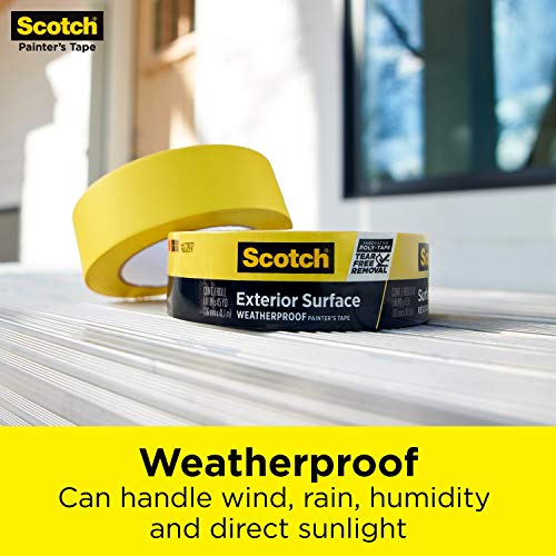 Scotch Exterior Painter's Tape, 1.88 in x 45 yd, Waterproof Masking Tape For Exterior Surfaces, Can Handle Wind, Rain, Humidity & Direct Sunlight, Scotch
