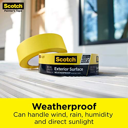 Scotch Exterior Painter's Tape, 1.88 in x 45 yd, Waterproof Masking Tape For Exterior Surfaces, Can Handle Wind, Rain, Humidity & Direct Sunlight,
