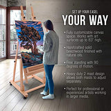 U.S. Art Supply Extra Large Double Mast Wooden H-Frame Studio Floor Easel with Artist Storage Tray - Adjustable, Tilts Flat, Premium Beechwood Canvas US Art Supply