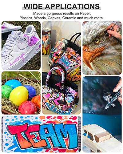 Airbrush Paint, 36 Colors with 4 Thinner Airbrush Paint Set, Water-Based Air brush Paints Acrylic Ready to Spray Includes Metallic & Neon Colors, Roizefar