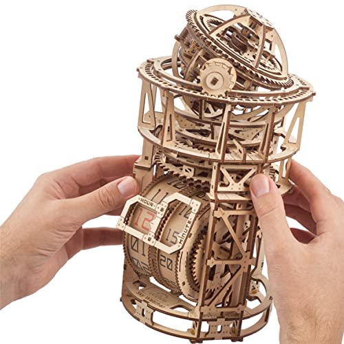 UGEARS Tourbillon Table Clock Kit - Sky Watcher 3D Wooden Puzzles Mechanical Clock Kit Idea DeskWood Clock Kits to Build - 3D Puzzles Model Kits for UGEARS