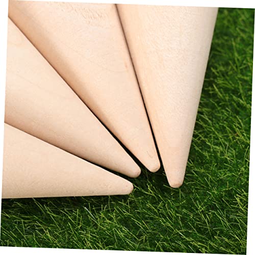 VILLCASE 30 Pcs Miniature Holder Cone Wood Mini Monitor Wood Am Ornament Jewelry Holder Stand Wood Decorative Peg Miniature Paint DIY Craft Cone VILLCASE