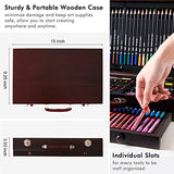 Shuttle Art 186 Piece Deluxe Art Set, Art Supplies in Wooden Case, Painting Drawing Art Kit with Acrylic Paint Pencils Oil Pastels Watercolor Cakes Shuttle Art