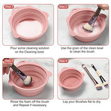 Foldable Silicone Makeup Brush Cleaner Bowl - Etercycle Portable Cleaning Tool for Brushes, Powder Puffs, and Sponges (Pink) Etercycle