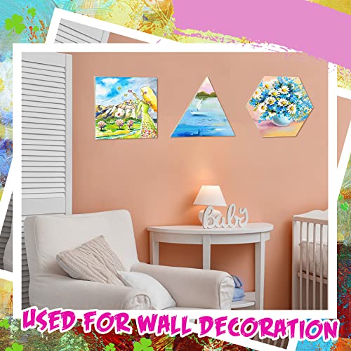 12 Pcs Wood Panel Boards for Painting 6'' Unfinished Wooden Canvas Panel Square Hexagon Triangle Boards Blank Wood Blocks Crafts for Arts Crafts Colarr