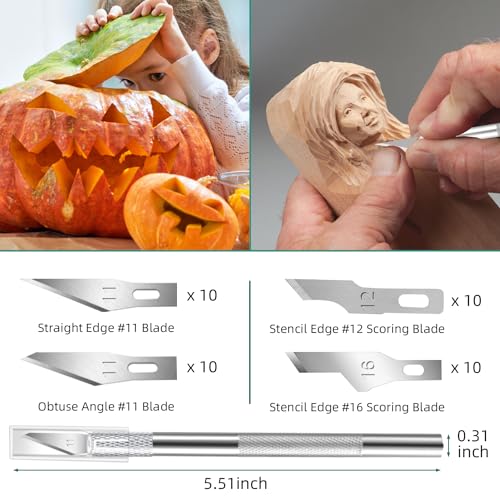 JINSHANGTOPK Exacto Knife Set Craft Cutting Mat Kit 55 Pcs Precision Carving Craft Hobby Knife Kit with A4 Self Healing Mat 3 Pcs Craft Knife Steel RU
