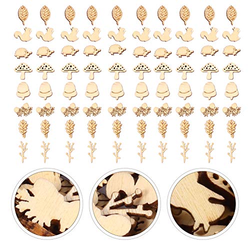 EXCEART 200pcs Unfinished Wood Cutout Set Rustic Wood Forest Animal Leaf Mushroom Craft Pieces Slice Embellishment for Home Wedding Decor DIY Jewelry - WoodArtSupply