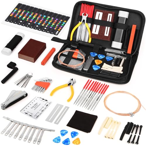 72PCS Guitar Tool Kit Repair Maintenance Accessories Guitar Parts Set with Carry Bag Guitar Care For Electric Acoustic Guitar Ukulele Bass Banjo Anwenk