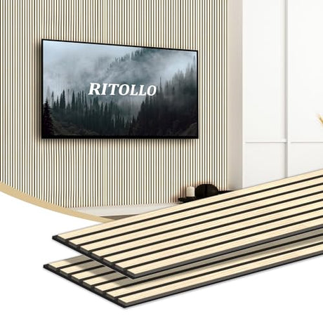Ritollo Wood Panels for Wall and Ceiling, 94.5"×11" Wall Panels for Interior Wall Decor, 3D Wood Slat Wall Panel/Fluted Sound Absorbing Panel - Oak 2 RITOLLO