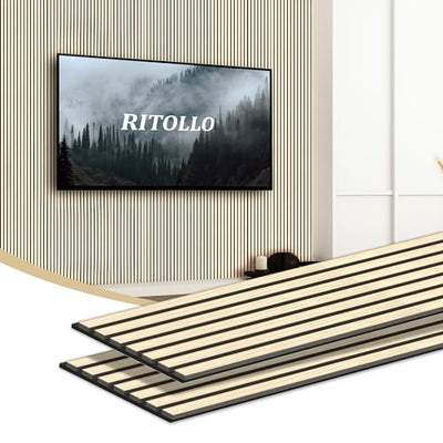 Ritollo Wood Panels for Wall and Ceiling, 94.5"×11" Wall Panels for Interior Wall Decor, 3D Wood Slat Wall Panel/Fluted Sound Absorbing Panel - Oak 2