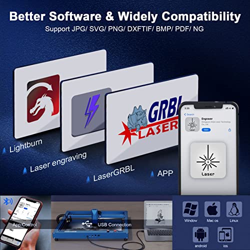 10W Output Laser Engraving Machine, JICCODA L1 High Accuracy 0.05 * 0.1mm Compressed Spot Laser Cutter Mini CNC Machine with 5.0 Bluetooth Technology JICCODA