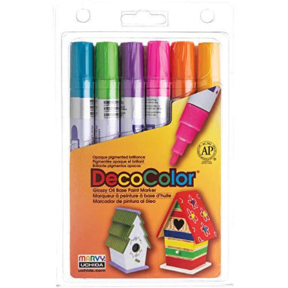 Uchida Of America DecoColor Paint Marker, Primary Colors, 6 per Set - WoodArtSupply