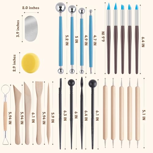 UUSYCUN 48PCS Pottery Tools for Sculpting, Clay Tool Kit for Carving, Ceramic Tool Set for Modeling, Pottery Kiln, Polymer Clay Tools for Trimming, - WoodArtSupply