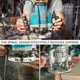 EANOSIC 5PCS Carbide Compression Router Bit Up&Down End Mills 1/8 inch Shank with 1/8 inch Cutter for CNC Mill Machine Wookwork 3D Profile Detail EANOSIC