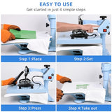 LYA Vinyl 15x15 Inch Heat Press Machine - 7 in 1 Heat Press 360-Degree Swing Away Digital Press Machine Multifunction Sublimation Combo Heat Transfer Lya Vinyl