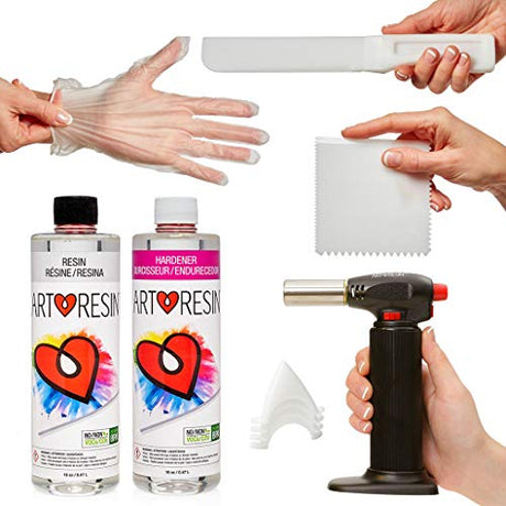 ArtResin - Epoxy Resin - Clear - Non-Toxic - Starter Combo Pack - 32oz (16 oz Resin + 16 oz Hardener) (946ml) ArtResin