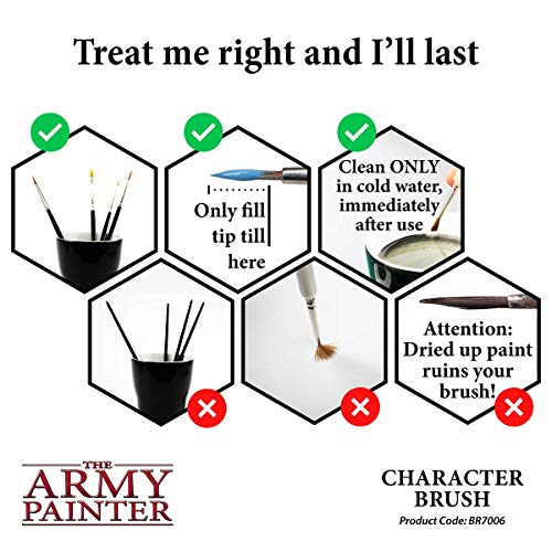 The Army Painter Wargamer: Character Brush - Fine Detail Paint Brush Set with Rotmarder Sable Hair - Small Paint Brush, Model Paint Brush, Fine Tip - WoodArtSupply