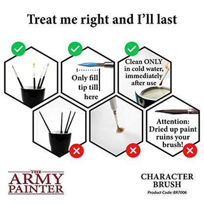 The Army Painter Wargamer: Character Brush - Fine Detail Paint Brush Set with Rotmarder Sable Hair - Small Paint Brush, Model Paint Brush, Fine Tip - WoodArtSupply