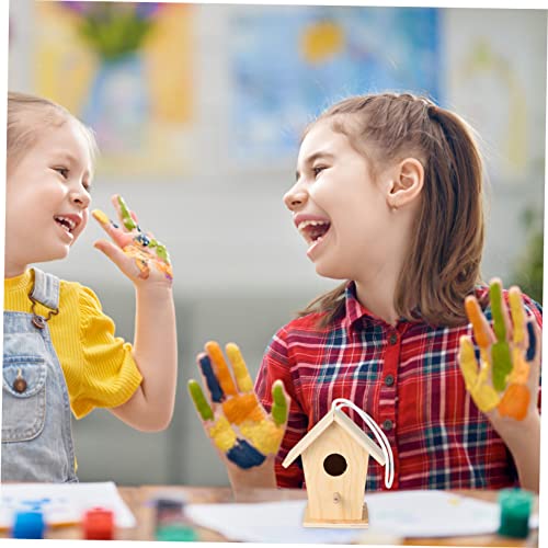 Yardwe Build Birdhouse Kit Paintable Bird House Bark Prevention Bird House Wood Craft Supplies DIY Wooden Craft Birdhouse Making Kit Out Door Toys Yardwe