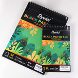 Dyvicl Black Paper Pad 5.5"x8.5" Sketch Book, 35 Sheets (90 lb/150gsm), Spiral Black Sketchbook Drawing Paper for Pencil, Pastel, White Ink Gel Pen, Dyvicl