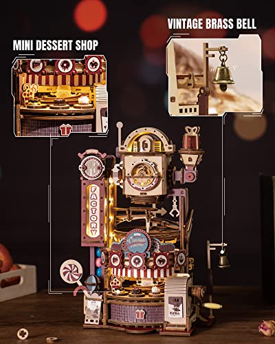 ROKR 3D Wooden Chocolate Factory Puzzle with LED Marble Run for Adults ROKR