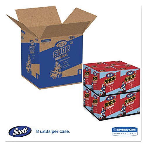 Scott 75190 Shop Towels, POP-UP Box, Blue, 10 x 13, 200/Box, 8 Boxes/Carton Kimberly-Clark