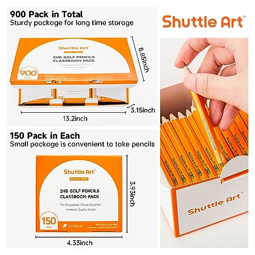 Shuttle Art #2 HB Golf Pencils and Erasers Bundle, Set of 900 Pack Bulk Golf Pencils + 120 Pack Pink Erasers Bulk - WoodArtSupply