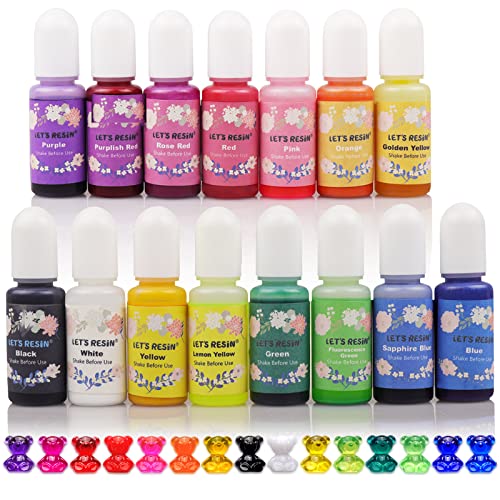 LET'S RESIN Epoxy Resin Dye,15 Color Translucent Epoxy Resin Pigment,Odorless Concentrated Epoxy Resin Paint Each 0.35oz,Liquid Resin Colorant for - WoodArtSupply