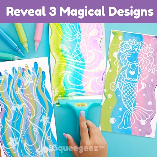 Creativity for Kids Squeegeez Magic Reveal Craft Kit: Mermaid - Dot Painting Art Kits for Kids, Cool Mermaid Gifts for Girls and Boys Ages 7-12+