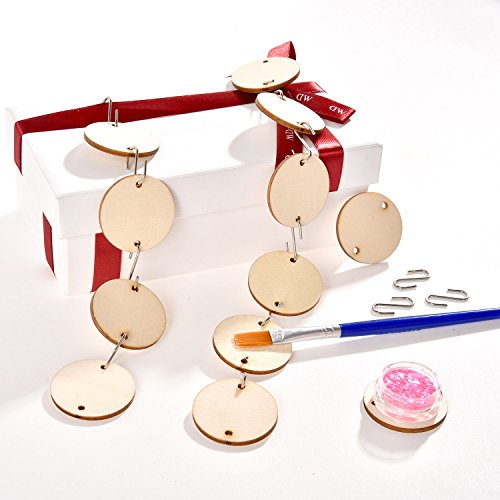 Hicarer 240 Pieces in Total, Valentine's Day Wooden Ornaments Heart Tags with Holes and S Hook Connectors for Birthday Boards, Valentine, Chore