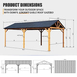 Domi 12x20FT Hardtop Gazebo, Galvanized Steel Gable Roof Gazebo Pergola with Wood Grain Aluminum Frame, Outdoor Permanent Gazebo Pavilion for Patio, domi outdoor living