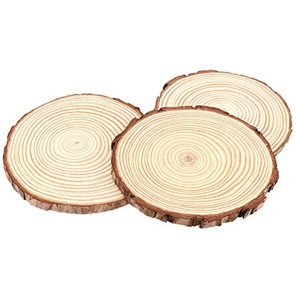 TAICHEUT 100PCS 3.5-4 Inch Natural Wood Slices, Unfinished Wood Slices Wooden Bark Slices Log Circles for Painting, Coasters, Ornaments and Craft