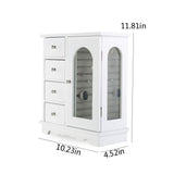 ZGZD White Jewelry Box Wooden Makeup and Accessories Organizer Girls Ring Storage with 4 Drawers and Swing Door ZGZD