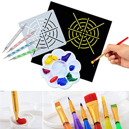 36 PCS Mandala Dotting Tools Stencil Set with Zipper Storage Bag, for Painting Rocks Drawing, Kids' Crafts, Nail Art Supplies