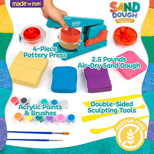 Made By Me! Sand Dough Sculpt & Paint Creations! Pottery Press, Sand Dough Bowl Kit, Paint & Create Your Own Pottery, Mess-Free Pottery Kit for Kids, - WoodArtSupply